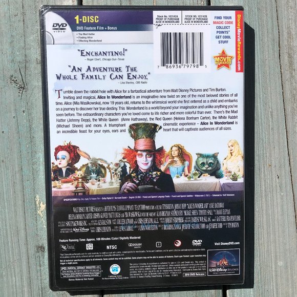 Alice In Wonderland DVD with Johnny Depp (NEW) - Picture 2 of 3